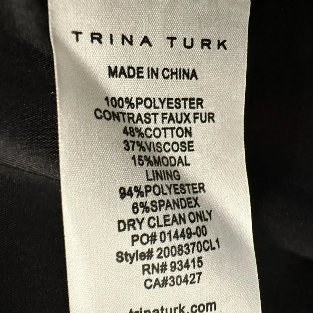 Trina Turk black Yokan leopard print Peter Pan collar mini dress  NWT Size 2 - Picture 8 of 10